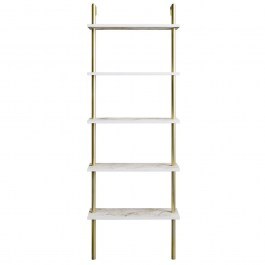 Floor Rack Paula 541HDL1307 60x22x174cm Marble Effect White-Gold GOLD-WHITE