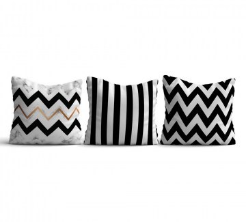 Cushions (Set 3pcs) HMIKIR108 White-Black Aberto Design