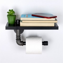 Χαρτοθήκη Μπάνιου Με Ράφι Boruraf239 268EVL1376 30x12x23 Black Kalune Design BLACK