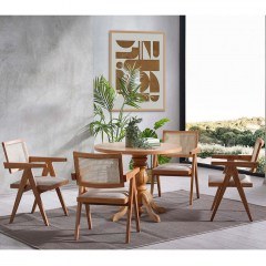 Τραπεζαρία Roma (Σετ 5Τμχ) 117FRF1511 100x100x75cm Natural