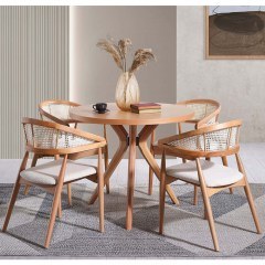 Τραπεζαρία Vegas (Σετ 5Τμχ) 117FRF1514 100x100x75cm Natural