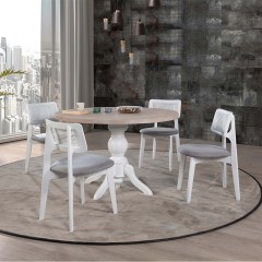 Τραπεζαρία Albero (Σετ 5Τμχ) 117FRF1230 120x120x75cm Natural-White