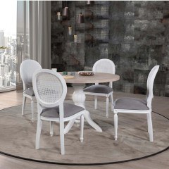 Τραπεζαρία Albero (Σετ 5Τμχ) 117FRF1234 120x120x75cm Natural-White