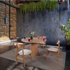 Τραπεζαρία Albero (Σετ 5Τμχ) 117FRF1240 120x120x75cm Natural