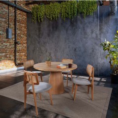 Τραπεζαρία Albero (Σετ 5Τμχ) 117FRF1242 120x120x75cm Natural