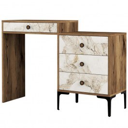 Τουαλέτα Lizbon 845HCT2303 124x40x84,7cm Marble Effect White-Walnut WHITE-WALNUT