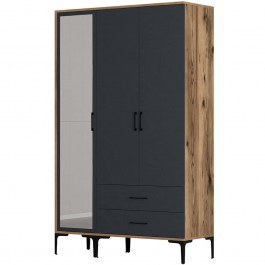 Ντουλάπα Τρίφυλλη Kumsal 845HCT5454 120x47,5x201,4cm Walnut-Anthracite WALNUT-ANTHRACITE