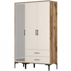 Ντουλάπα Τρίφυλλη Kumsal 845HCT5456 120x47,5x201,4cm Walnut-Cream