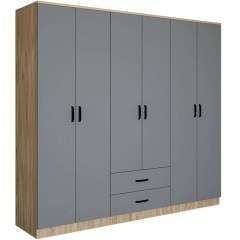 Six-Leaf Wardrobe Yaman Luna 350MWD1132 180x45x190cm Grey