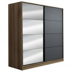 Ντουλάπα Δίφυλλη Kale 506MNR2644 220x60x210cm Dark Oak-Anthracite