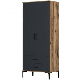 Double-Leaf Wardrobe Kumsal 845HCT5414 80x47,5x201,4cm Walnut-Anthracite WALNUT-ANTHRACITE