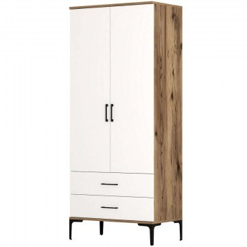 Ντουλάπα Δίφυλλη Kumsal 845HCT5415 80x47,5x201,4cm Walnut-White