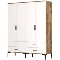 Ντουλάπα Τετράφυλλη Kumsal 845HCT5485 160x47,5x201,4cm Walnut-White