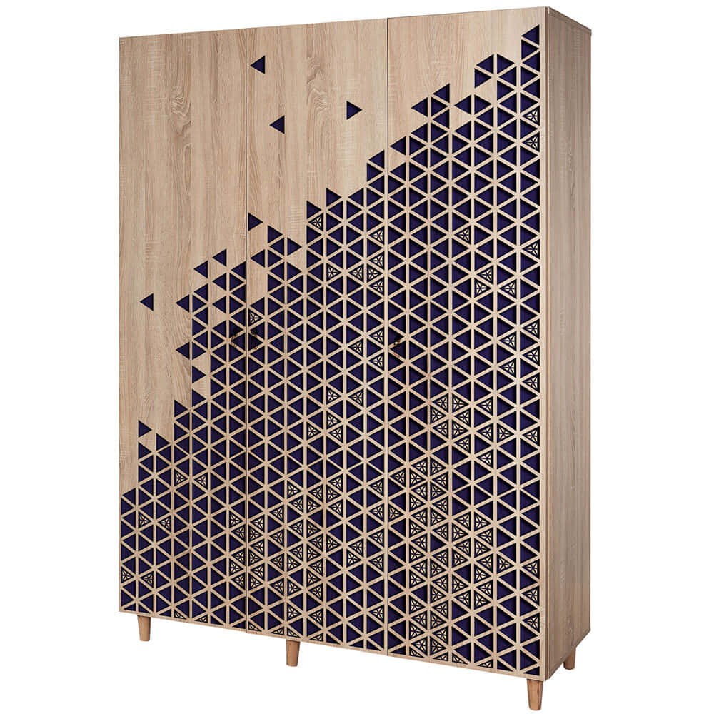 Ντουλάπα Τρίφυλλη Mode 863SPH4211 135x52x192cm Oak-Blue