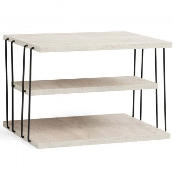 Τραπεζάκι Βοηθητικό Lifon 854KLN4762 50x40x33cm Travertine Beige-Black