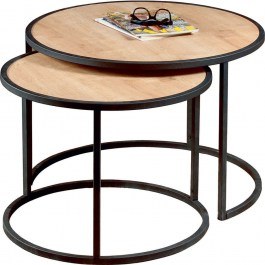 Zigon Tambur (Set 2Pcs) 875ZNA3303 66x66x43/80x80x50cm Oak-Black OAK