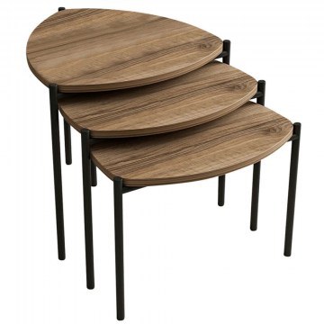 Ζιγκόν Lenny (Σετ 3Τμχ) 506MNR1225 45x45x45/40/35cm Walnut