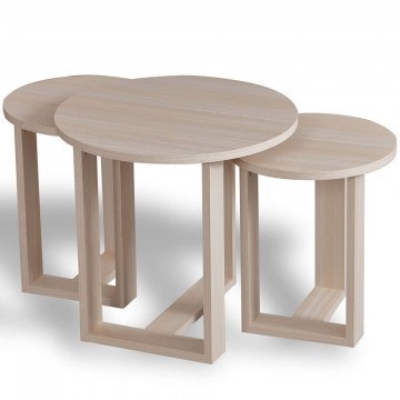 Zigon Mira (Set 3Pcs) 801CMY2927 52x52x47/36x36x43/41cm Oak