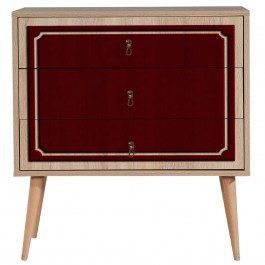 Chest Of Drawers Trio 869VEL3437 80x40x90cm Oak-Red RED