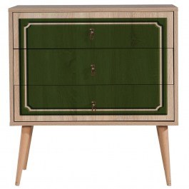 Chest Of Drawers Trio 869VEL3439 80x40x90cm Oak-Green GREEN