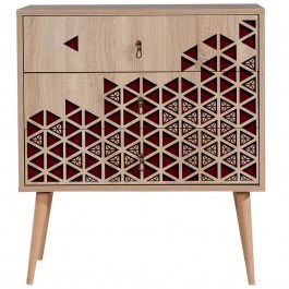 Chest Of Drawers Trio 869VEL3430 80x40x90cm Oak-Red RED