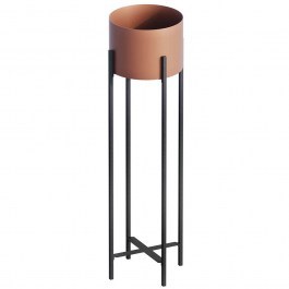 Plant Pot 247HFM1194 23x23x78cm Black-Copper Aberto Design BLACK-COPPER