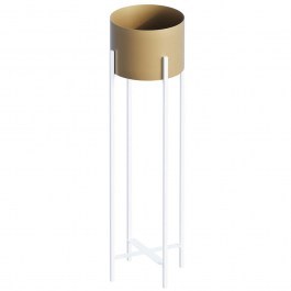 Plant Pot 247HFM1195 23x23x78cm White-Gold Aberto Design WHITE-GOLD
