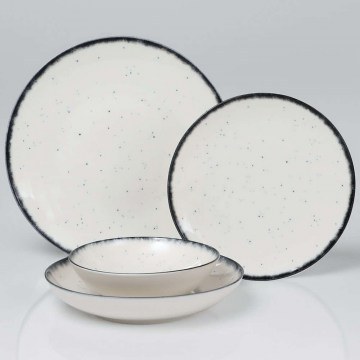 Dinner Plates (Set 24Pcs) 387GRP1376 Black-White Hermia