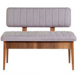 Bench Vina 869VEL5145 110x40x85cm Light Grey-Walnut GREY