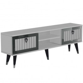 Έπιπλο Τηλεόρασης Lidya 475OLV2920 150x30x45,6cm White-Silver WHITE-SILVER