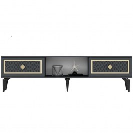 Έπιπλο Τηλεόρασης Herry 475OLV2923 150x29,6x44,6cm Anthracite-Gold ANTHRACITE-GOLD