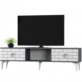 Έπιπλο Τηλεόρασης Varna 475OLV2929 150x29,6x44,6cm Anthracite-White ANTHRACITE-WHITE