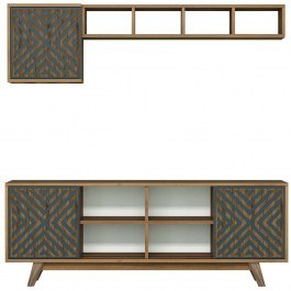 TV Composition Inci 845HCT3070 160x35x56,2cm Walnut-Blue WALNUT-BLUE