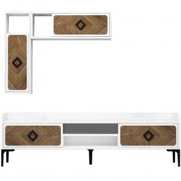TV Composition Samba 845HCT3076 180x35x52cm White-Walnut WHITE