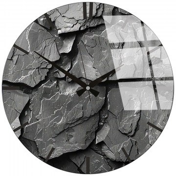Ρολόι Τοίχου Γυάλινο 884ASF1102 Φ40cm Grey-Black Wallity