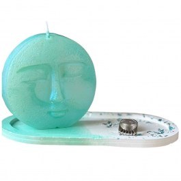 Κερί Σόγιας Σε Βάση Glamour (Σετ 2Τμχ) 447FLD1138 10x10x3/18x9x2cm Blue-White Aberto Design BLUE-WHITE