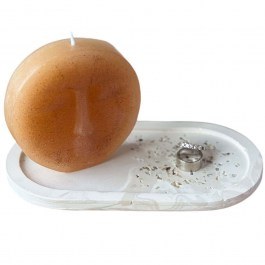 Κερί Σόγιας Σε Βάση Glamour (Σετ 2Τμχ) 447FLD1140 10x10x3/18x9x2cm Beige-White Aberto Design BEIGE-WHITE