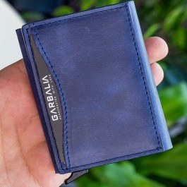 Men's Leather Wallet Smokey 456ZYM1937 21x2x10cm Blue Garbalia BLUE