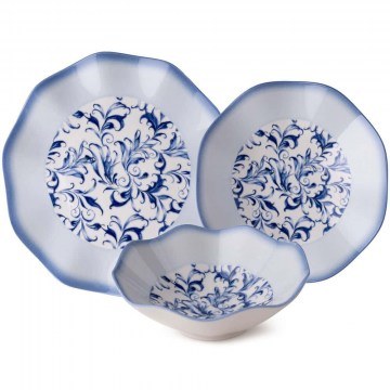Dinner Plates (Set 24Pcs) 387GRP1372 White-Blue Hermia
