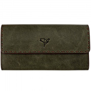 Women's Leather Wallet Pavia 456ZYM1567 19x2x10cm Green Garbalia