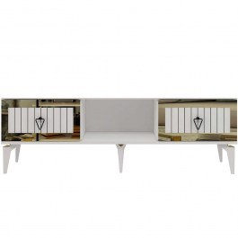 Έπιπλο Τηλεόρασης Linda 475OLV2907 150x29,6x44,6cm White-Gold WHITE-GOLD