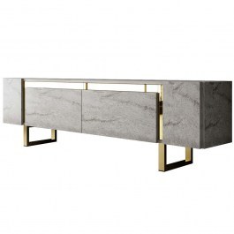 Έπιπλο Τηλεόρασης Yildiz 618BLY1271 180x30x50cm Travertine Grey-Gold GREY-GOLD