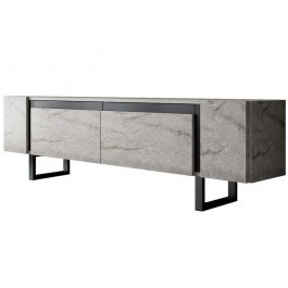 Έπιπλο Τηλεόρασης Yildiz 618BLY1277 180x30x50cm Travertine Grey-Black GREY-BLACK