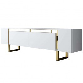 TV Furniture Yildiz 618BLY1270 180x30x50cm White-Gold WHITE-GOLD