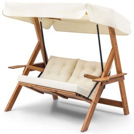 Two Seater Waterproof Garden Swing Galata 676HDS1104 160x120x195cm Cream CREAM