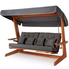 Three Seater Garden Swing Luna Deluxe 675SWG1111 270x139x195cm Anthracite ANTHRACITE