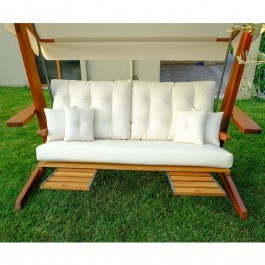 Three Seater Garden Swing Luna Deluxe 675SWG1113 270x139x195cm Beige BEIGE