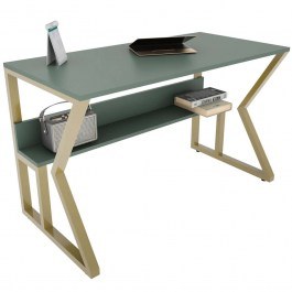 Γραφείο Wake 875ZNA4577 120x60x72,8cm Green-Gold GREEN-GOLD