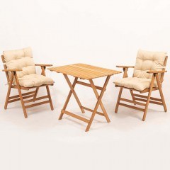 Garden Dining Set (Set 3Pcs) 644MYD1154 60x80x74cm Natural-Cream