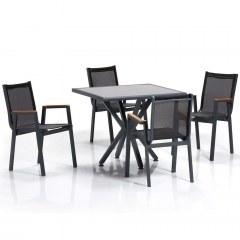 Τραπεζαρία Κήπου Samara (Σετ 5Τμχ) 561CLR1304 94x94x78cm Grey-Black